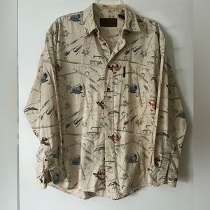 Clearwater Men’s Cotton Long Sleeved Fish Theme Shirt